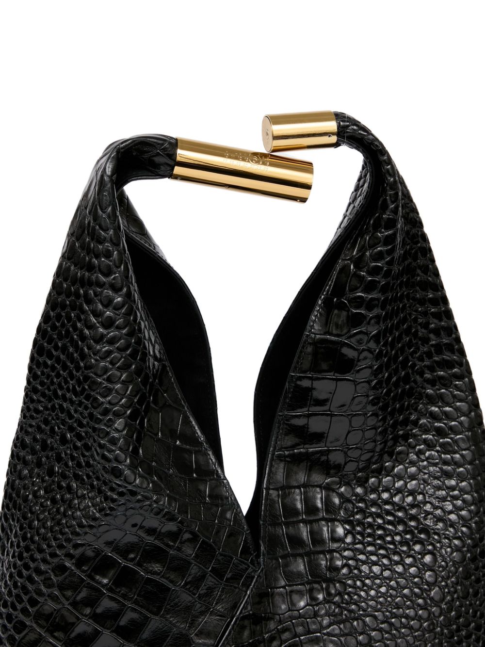 MM6 Maison Margiela Japanese Medium Croc-Embossed Leather Handbag Black