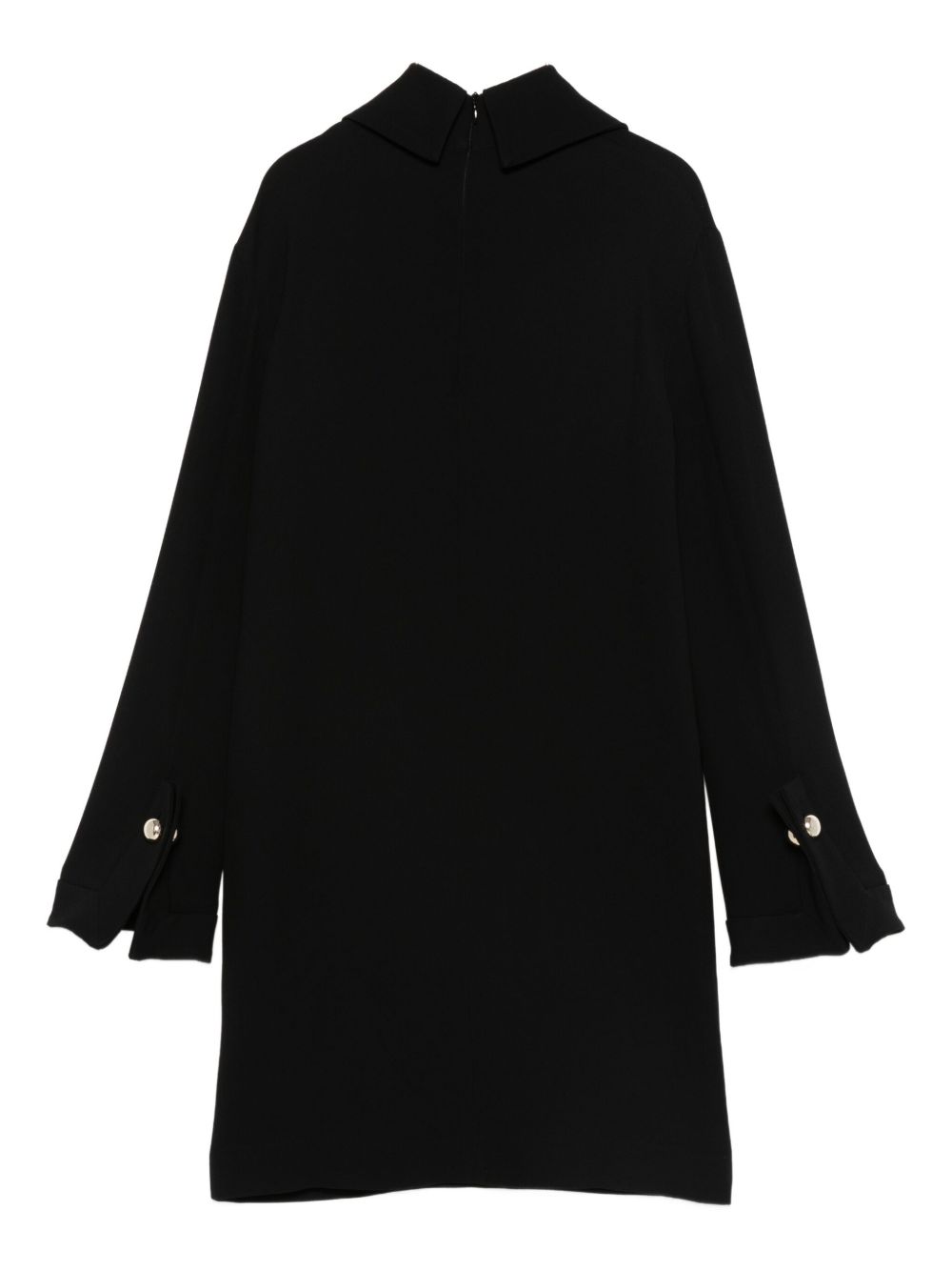 Semicouture Long-Sleeved Black Midi Dress with Classic Collar Black