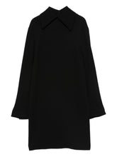 Semicouture Long-Sleeved Black Midi Dress with Classic Collar Black