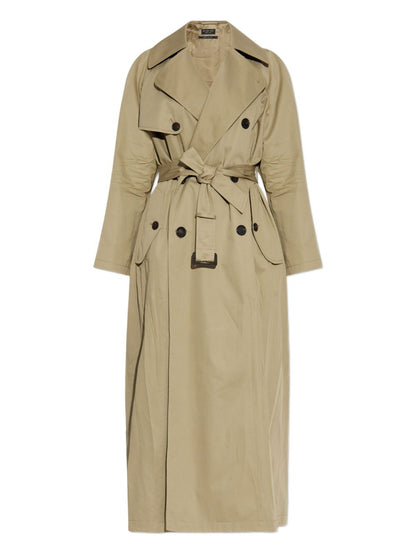 Balenciaga Double-Breasted Belted Trench Coat Beige Beige