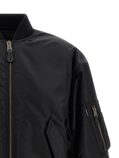 Balenciaga Padded Recycled Nylon Bomber Jacket Black Black