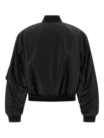Balenciaga Padded Recycled Nylon Bomber Jacket Black Black