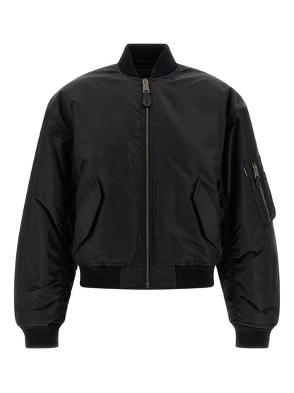 Balenciaga Padded Recycled Nylon Bomber Jacket Black Black