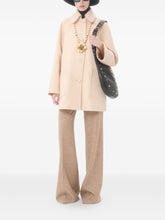 Valentino Wool V-Shaped Gold-Detail Coat Beige