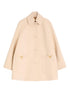 Valentino Wool V-Shaped Gold-Detail Coat Beige