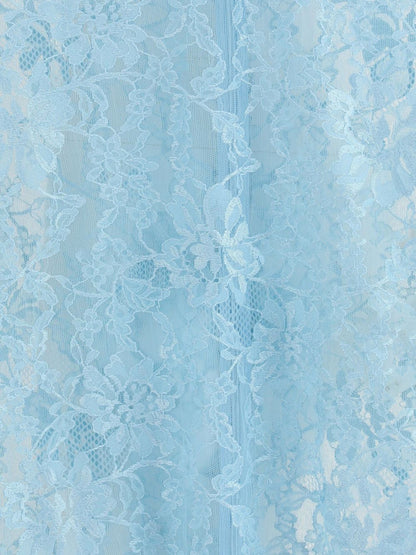 Valentino Floral Lace High-Neck Bodysuit Clear Blue