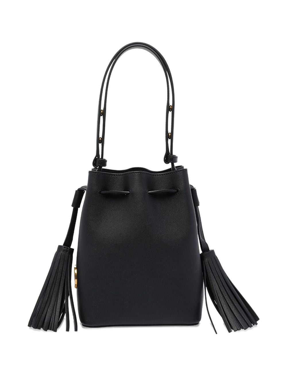 Valentino Garavani Calf Leather Drawstring Shoulder Bag Black