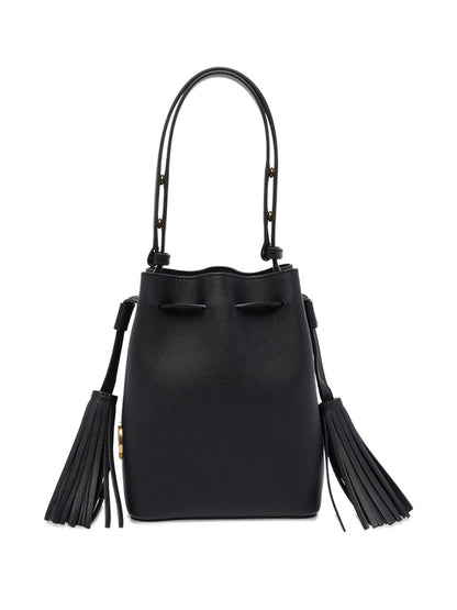 Valentino Garavani Calf Leather Drawstring Shoulder Bag Black