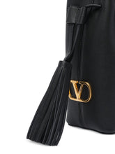 Valentino Garavani Calf Leather Drawstring Shoulder Bag Black