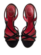 Valentino Garavani Fetishique Crisscross Velvet Sandals Black
