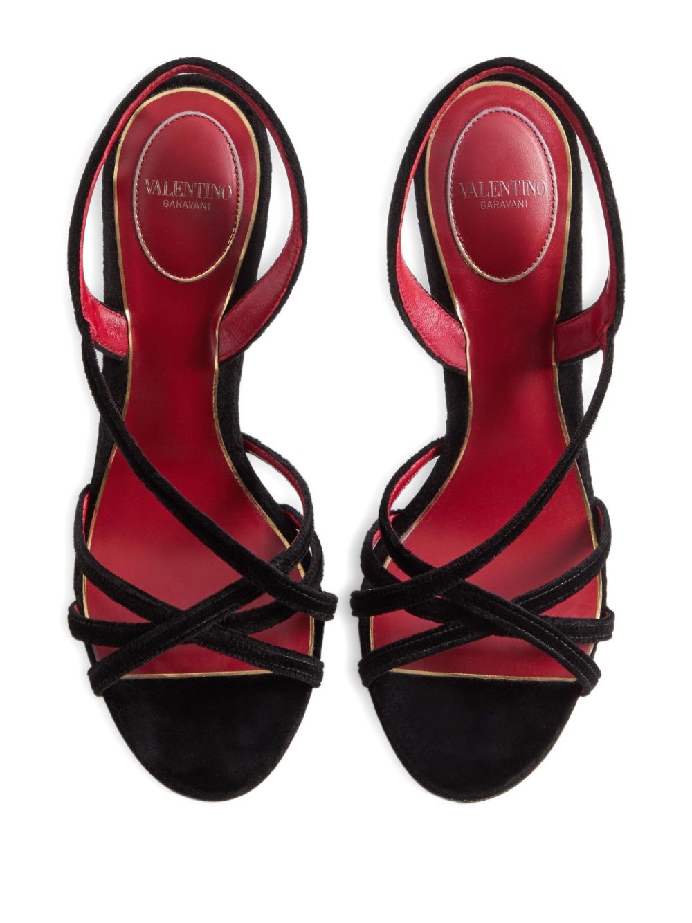 Valentino Garavani Fetishique Crisscross Velvet Sandals Black