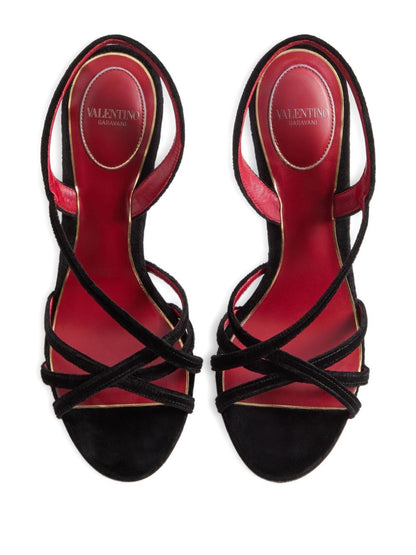 Valentino Garavani Fetishique Crisscross Velvet Sandals Black