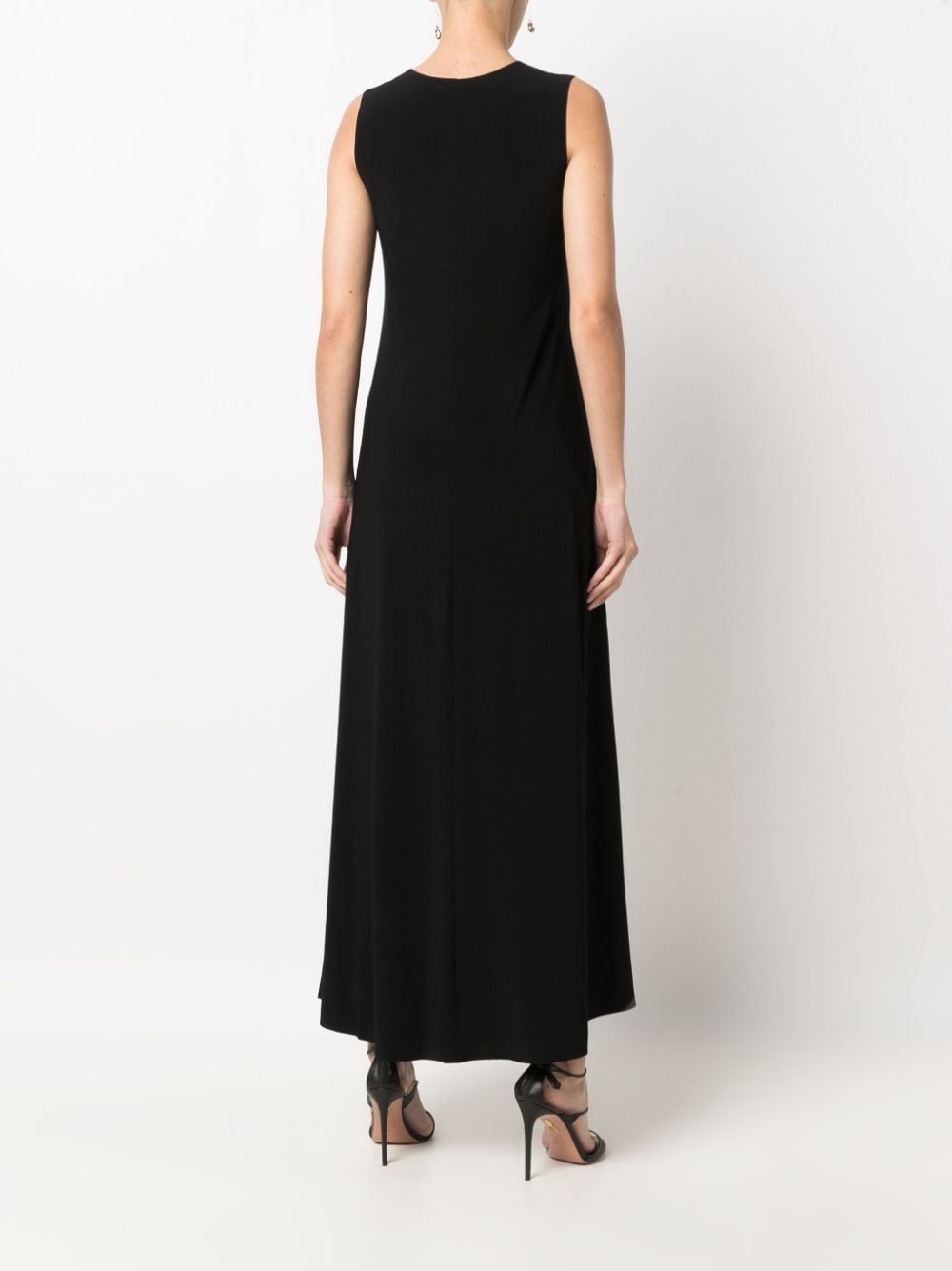 Norma Kamali Sleeveless Black Velvet Flared Maxi Dress Black