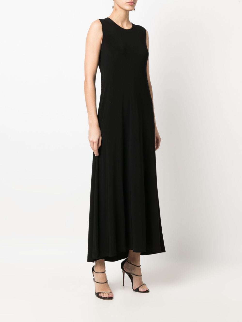 Norma Kamali Sleeveless Black Velvet Flared Maxi Dress Black