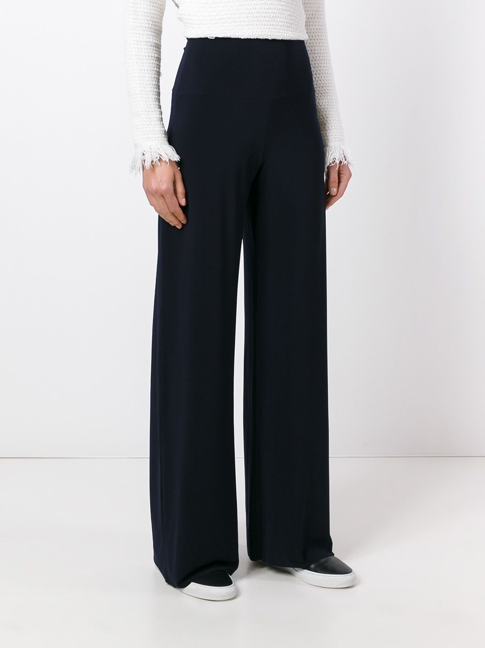 Norma Kamali Straight-Leg Jersey Trousers Blue