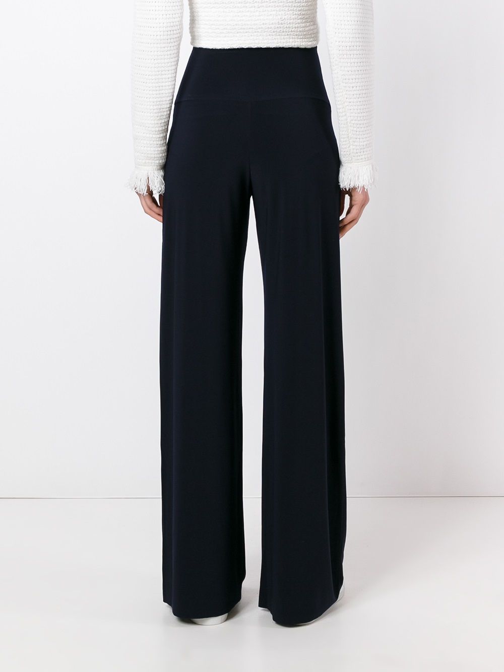 Norma Kamali Straight-Leg Jersey Trousers Blue