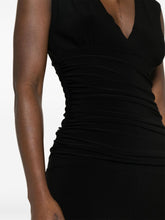 Norma Kamali Stretch V-Neck Ruched Wide-Leg Jumpsuit Black black