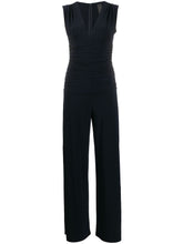 Norma Kamali V-Neck Blue Jersey Jumpsuit Blue