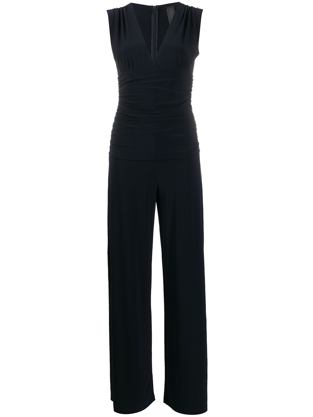 Norma Kamali V-Neck Blue Jersey Jumpsuit Blue