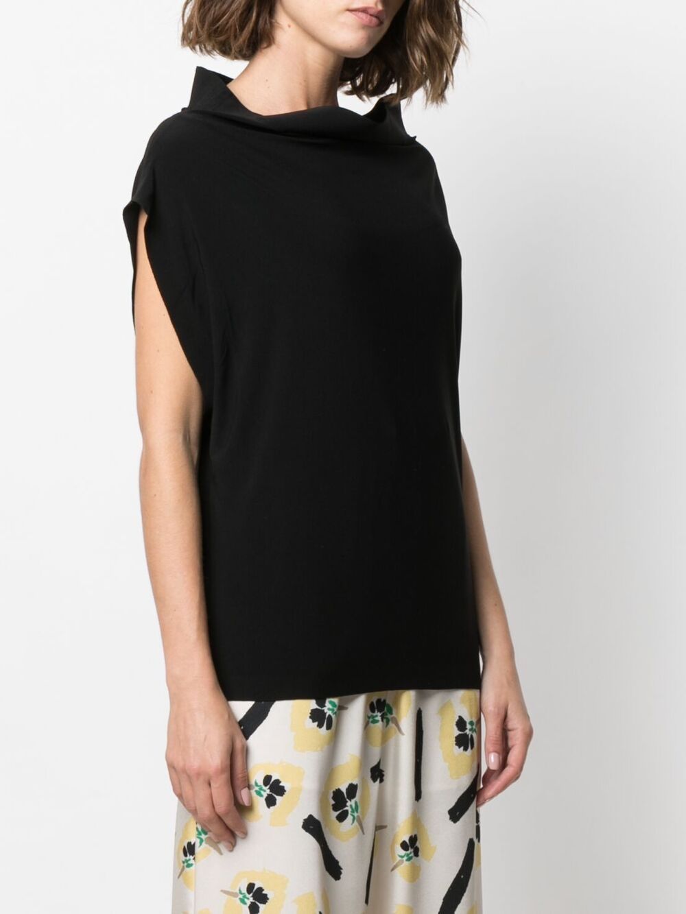 Norma Kamali All-In-One Sleeveless Black Top Black