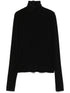 Norma Kamali High-Neck Black Jersey Top with Long Sleeves Black