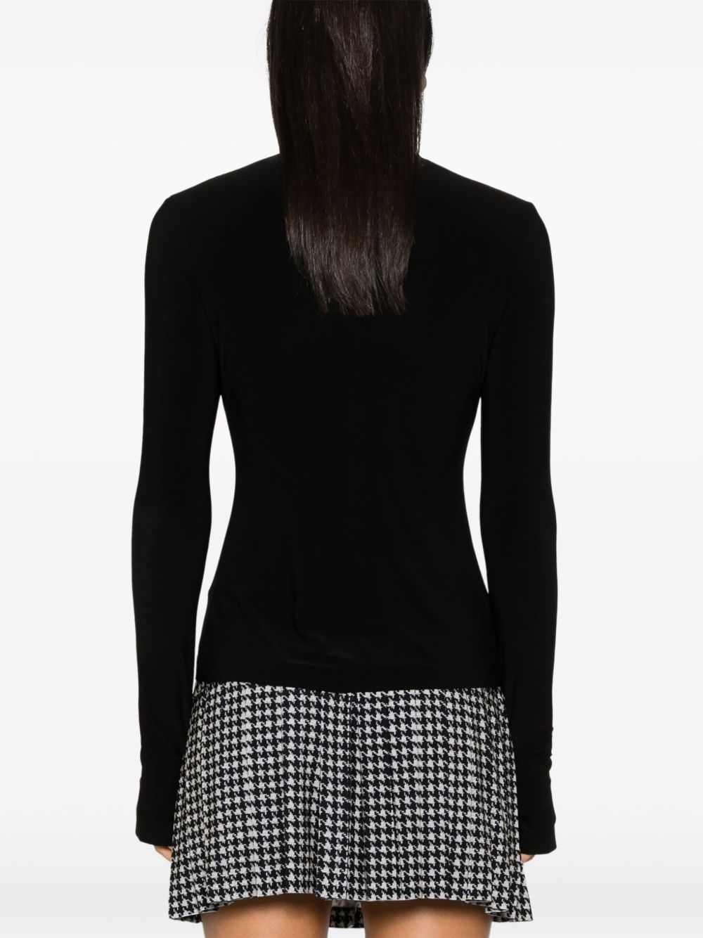 Norma Kamali High-Neck Black Jersey Top with Long Sleeves Black