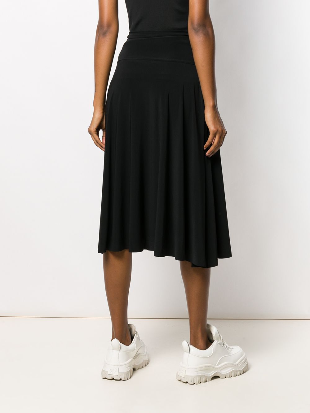 Norma Kamali Flared High-Waist Midi Skirt Black black