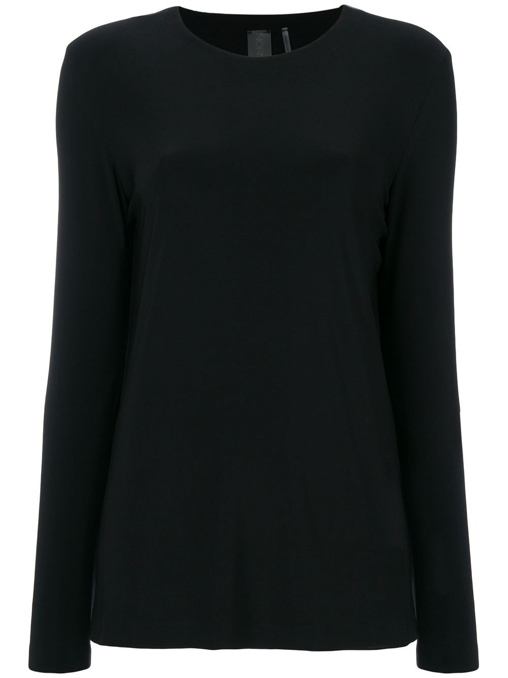 Norma Kamali Long-Sleeve Round-Neck T-Shirt in Black Black