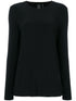 Norma Kamali Long-Sleeve Round-Neck T-Shirt in Black Black