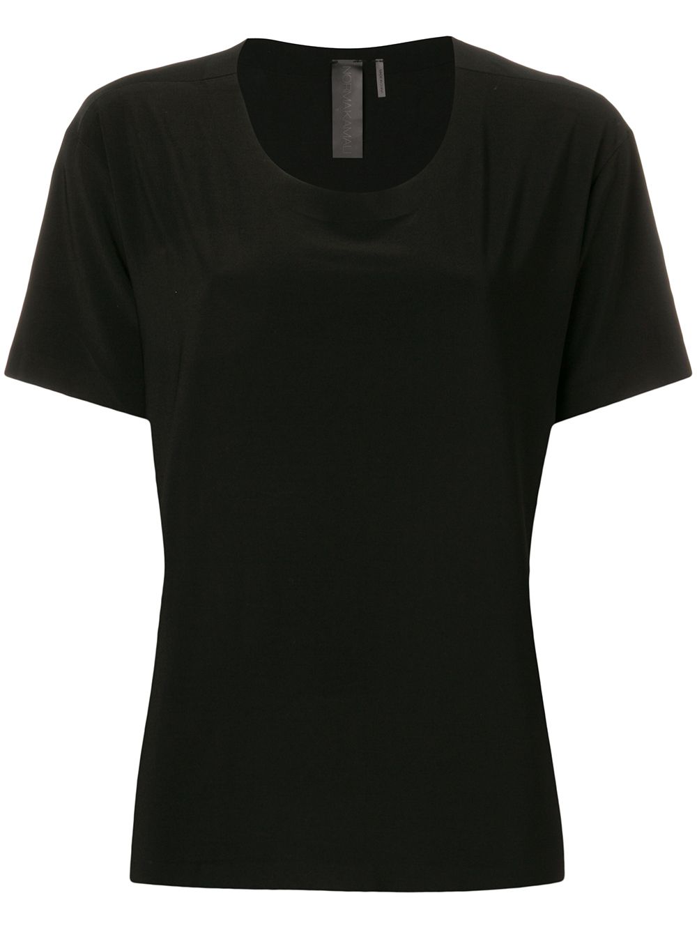 Norma Kamali Scoop Neck Black Cotton T-Shirt With Short Sleeves Black