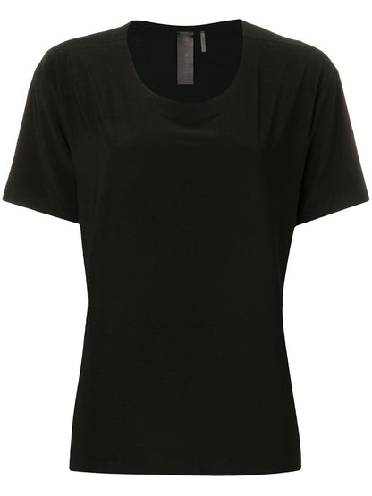 Norma Kamali Scoop Neck Black Cotton T-Shirt With Short Sleeves Black