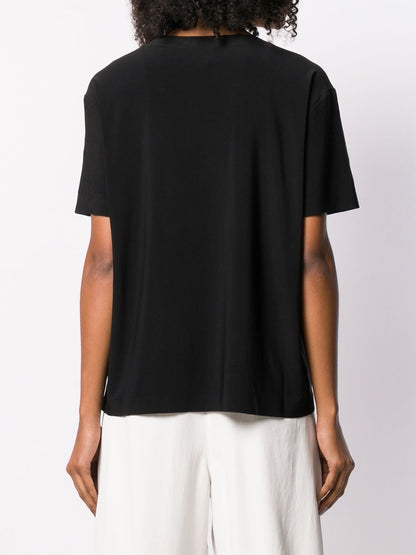 Norma Kamali Scoop Neck Black Cotton T-Shirt With Short Sleeves Black