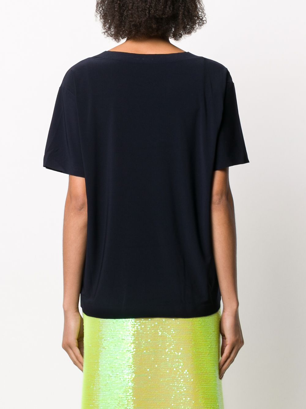 Norma Kamali Midnight Blue Round Neck Short Sleeve T-Shirt Blue