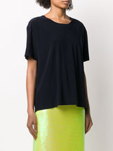 Norma Kamali Midnight Blue Round Neck Short Sleeve T-Shirt Blue