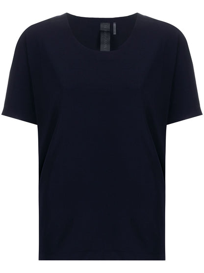 Norma Kamali Midnight Blue Round Neck Short Sleeve T-Shirt Blue