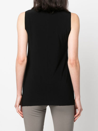Norma Kamali Boat Neck Jersey Sleeveless Top Black