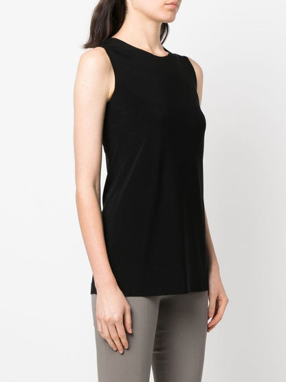 Norma Kamali Boat Neck Sleeveless Jersey Top Black