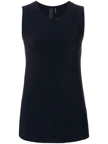 Norma Kamali Sleeveless Stretch Crewneck Top Blue