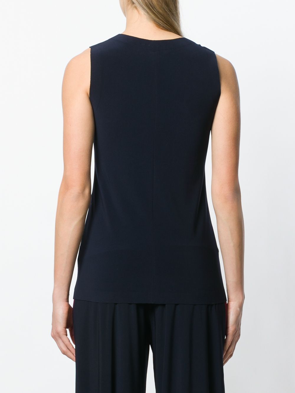 Norma Kamali Sleeveless Stretch Crewneck Top Blue