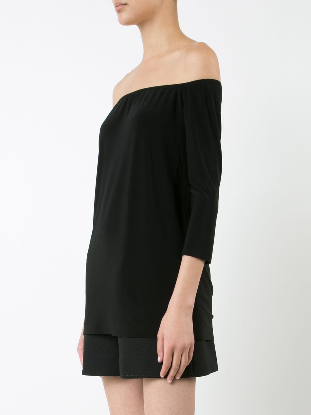 Norma Kamali Off-Shoulder Black Jersey Top Black