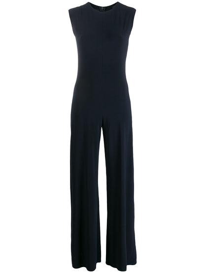 Norma Kamali Sleeveless Blue Wide-Leg Jumpsuit Blue