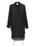 Semicouture Black Lace-Trim Sheer Silk-Blend Shirt Black