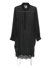 Semicouture Black Lace-Trim Sheer Silk-Blend Shirt Black