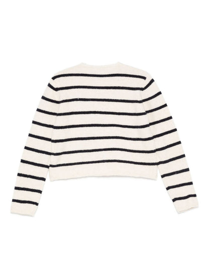 Semicouture Striped Wool-Blend Cardigan with Button Fastening White