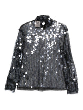 Semicouture Sequin-Embellished Sheer High Neck Sweater Black black