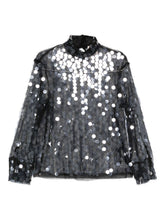 Semicouture Sequin-Embellished Sheer High Neck Sweater Black black