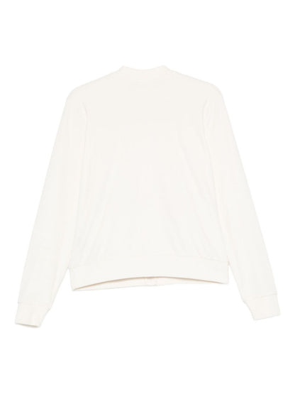 Emporio Armani Ribbed Zip-Up Sweater in Ivory Ivory