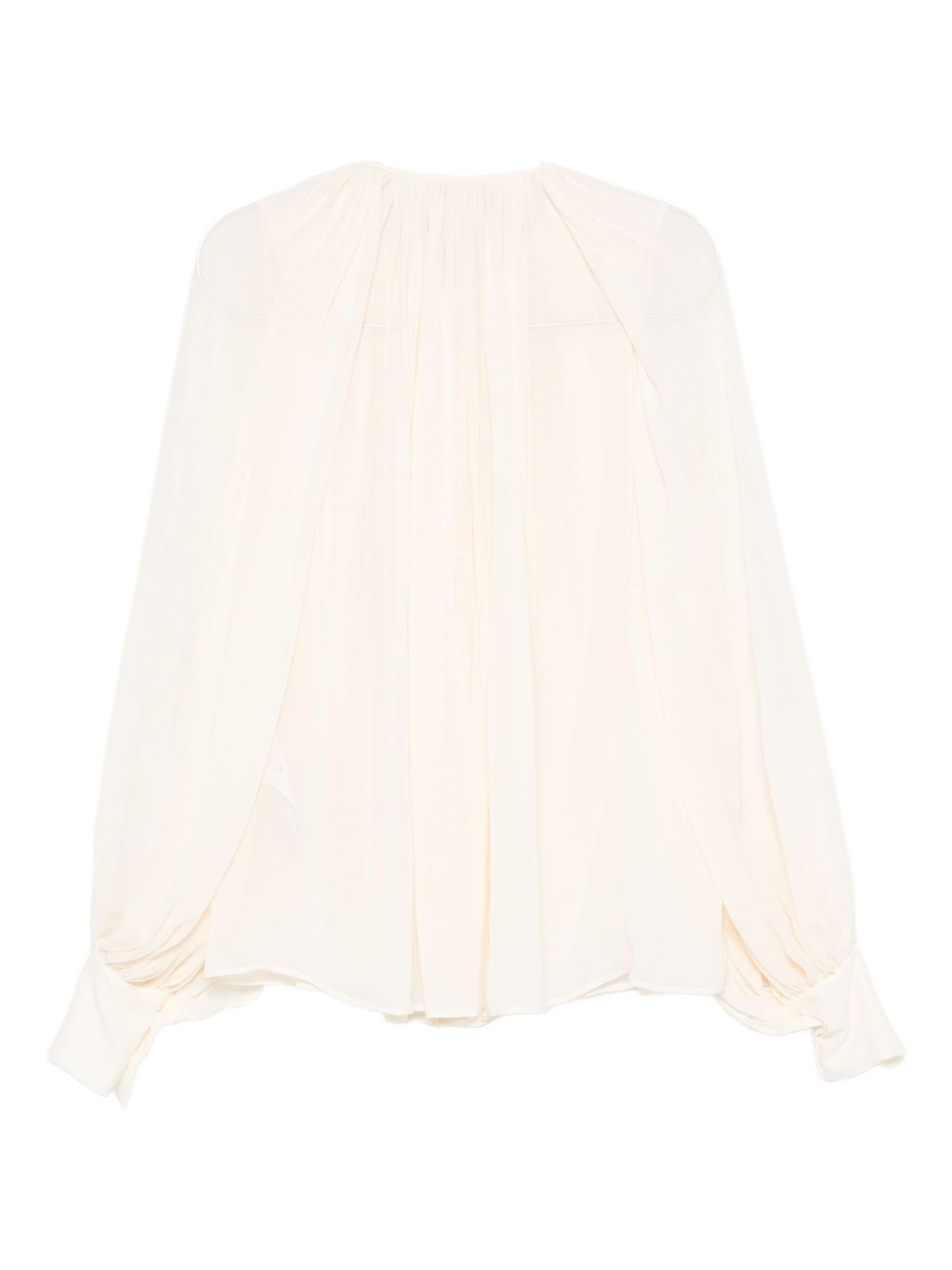 Semicouture Pleated Detail Long-Sleeve Ivory Shirt Ivory
