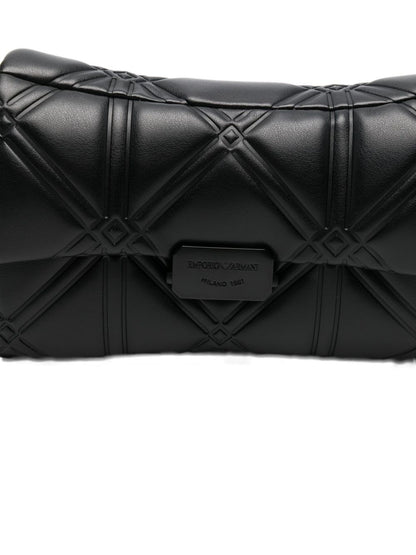 Emporio Armani Quilted Chain-Link Clutch Bag Black