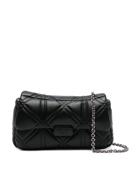 Emporio Armani Quilted Chain-Link Clutch Bag Black